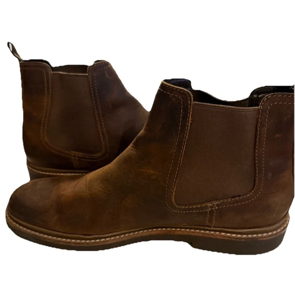 Clarks Chelsea‎ Boots Leather Mens 12M Brown Cognac Ankle Slip On Chukka  15770